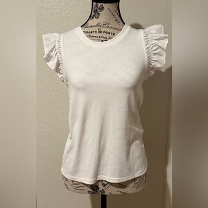 On 34th White Flutter Sleeve Women's Tee